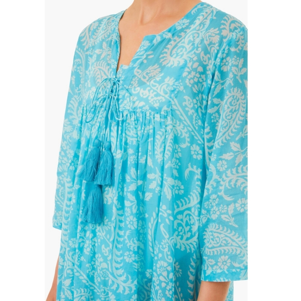 NWT Tuckernuck - Ro’s Garden - Fatima Blue Seychelles Tunic - Size Small